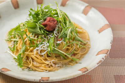 シラスと梅干しのさっぱり和風味噌パスタ